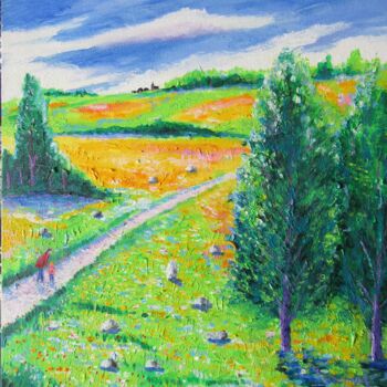 Painting titled "sur le chemin de l'…" by Ludovic Catry, Original Artwork, Acrylic