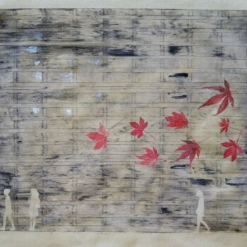 Painting titled "Urban Painting : Jo…" by Catherine Zivi, Original Artwork, Monotype Mounted on Wood Stretcher frame
