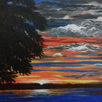 Painting titled "Tarde Praiana" by Cau, Original Artwork