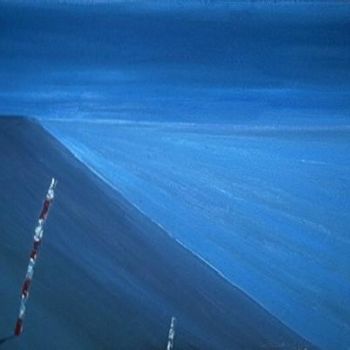 Pintura intitulada "Mer du Nord, piquet…" por Gérard Cavazza, Obras de arte originais, Óleo