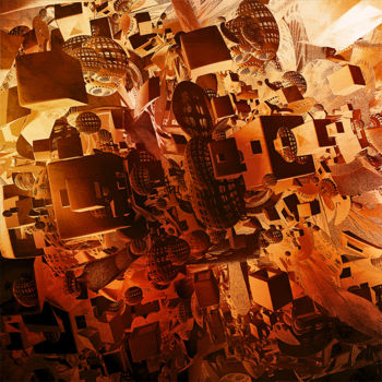 Digitale Kunst mit dem Titel "City life 2" von Yves Molina, Original-Kunstwerk, Digitale Malerei