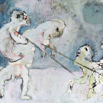 Malerei mit dem Titel "entre-dois-guerreir…" von Cazé Araújo, Original-Kunstwerk