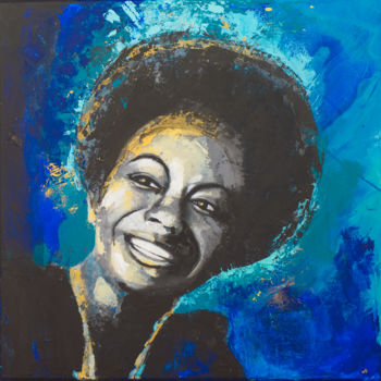 "Nina Simone" başlıklı Tablo Cbaud tarafından, Orijinal sanat, Akrilik Ahşap Sedye çerçevesi üzerine monte edilmiş