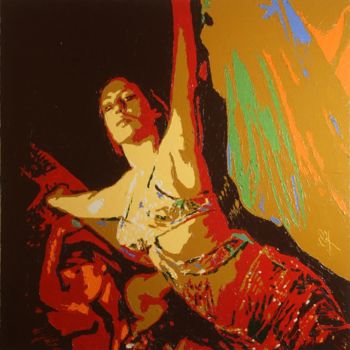Malarstwo zatytułowany „Danseuse (orientale…” autorstwa Cyrille Bro, Oryginalna praca, Akryl