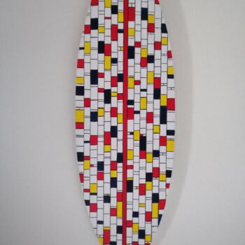 Schilderij getiteld "Surfing Mondrian" door Carole Carpier, Origineel Kunstwerk, Acryl