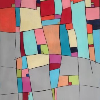 Painting titled "Cubic" by Carole Carpier, Original Artwork, Acrylic