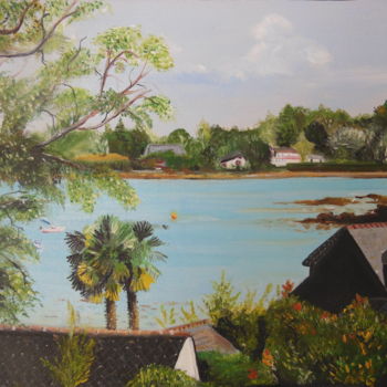 Painting titled "île bretonne" by L.Chiron, Original Artwork, Oil