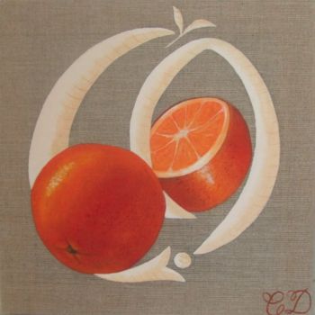 Painting titled "L'orange" by C Comme Cathy D Comme Domi, Original Artwork