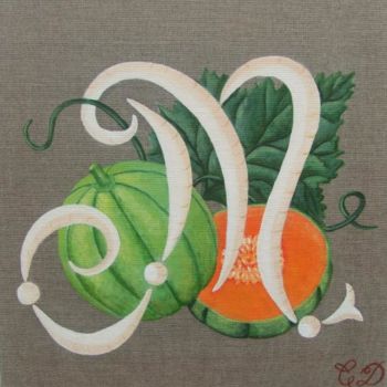 Painting titled "Le melon" by C Comme Cathy D Comme Domi, Original Artwork