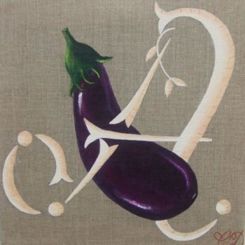 Peinture intitulée "L'aubergine" par C Comme Cathy D Comme Domi, Œuvre d'art originale