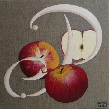 Peinture intitulée "pommes" par C Comme Cathy D Comme Domi, Œuvre d'art originale