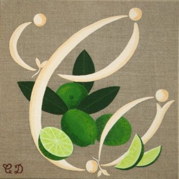Painting titled "Les citrons verts" by C Comme Cathy D Comme Domi, Original Artwork
