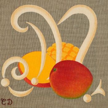 Pintura intitulada "les mangues" por C Comme Cathy D Comme Domi, Obras de arte originais