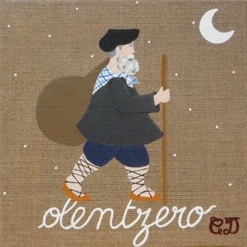Painting titled "olentzero" by C Comme Cathy D Comme Domi, Original Artwork