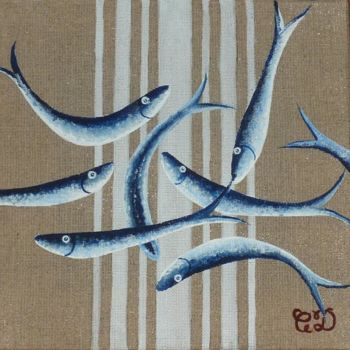 Painting titled "Les anchois" by C Comme Cathy D Comme Domi, Original Artwork