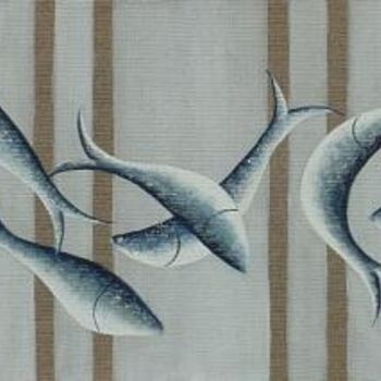 Pintura intitulada "le banc de sardines" por C Comme Cathy D Comme Domi, Obras de arte originais