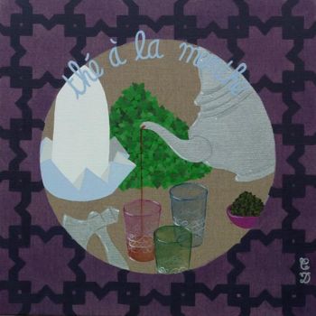 Pintura intitulada "Le thé à la menthe" por C Comme Cathy D Comme Domi, Obras de arte originais