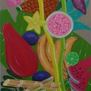 Pittura intitolato "Fruits exotiques" da C Comme Cathy D Comme Domi, Opera d'arte originale