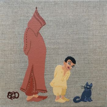 Painting titled "le-chat-d-idriss.jpg" by C Comme Cathy D Comme Domi, Original Artwork