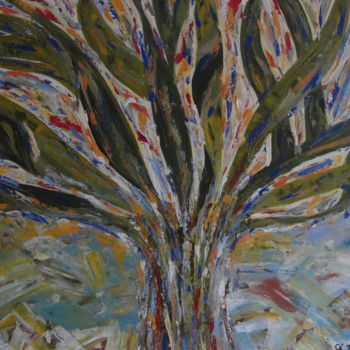 Painting titled "Árvore da Vida II" by Cé Figueiredo, Original Artwork, Acrylic