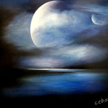 Картина под названием "Blue light" - Cebarre, Подлинное произведение искусства, Масло