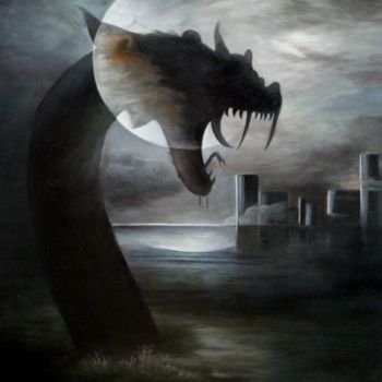 Картина под названием "Dragon of September" - Cebarre, Подлинное произведение искусства, Масло