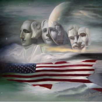 Malerei mit dem Titel "United Stars First…" von Cebarre, Original-Kunstwerk, Öl