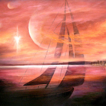 Painting titled "Last port" by Cebarre, Original Artwork, Oil