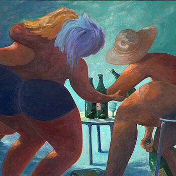 Pintura intitulada "WOMEN-WINE &WORK 2" por Cébé, Obras de arte originais, Acrílico