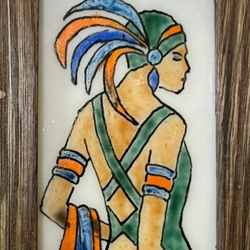 Painting titled "deco lady" by Cecil Williams, Original Artwork, Stained glass painting