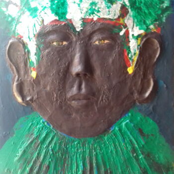 Painting titled "DANJI" by Cécile Aubert, Original Artwork, Clay Mounted on Wood Stretcher frame