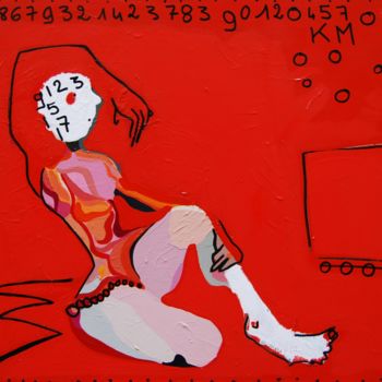 Malerei mit dem Titel "Watching tv" von Cécile Coutant, Original-Kunstwerk, Acryl