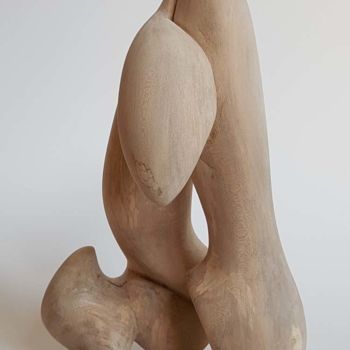 Sculptuur getiteld "La Pause" door Cécile Devezeaux De Lavergne, Origineel Kunstwerk, Hout