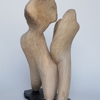 Sculpture intitulée "Deux" par Cécile Devezeaux De Lavergne, Œuvre d'art originale, Bois