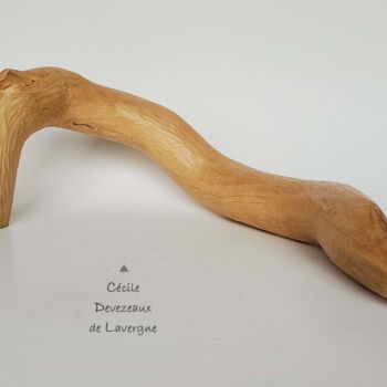 Sculpture titled "Down" by Cécile Devezeaux De Lavergne, Original Artwork, Wood