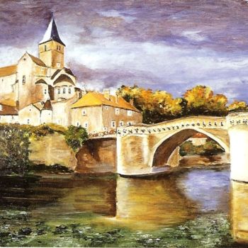 Картина под названием "le-vieux-pont-de-mo…" - Cécile Duret, Подлинное произведение искусства