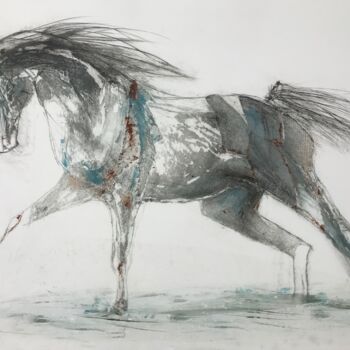Gravures & estampes intitulée "Equini" par Cecile Fossy, Œuvre d'art originale, Monotype