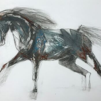 Gravures & estampes intitulée "Equini 1" par Cecile Fossy, Œuvre d'art originale, Collagraphie