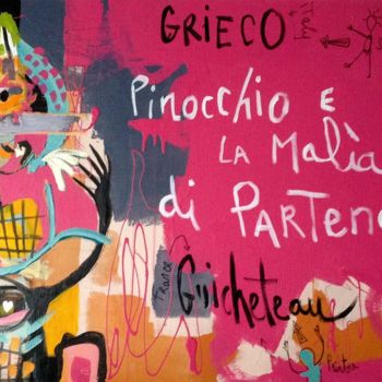 绘画 标题为“pinocchio e la mali…” 由Cecile Guicheteau, 原创艺术品, 丙烯