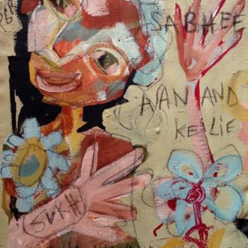 Malerei mit dem Titel "Aanand ke lie" von Cecile Guicheteau, Original-Kunstwerk, Acryl