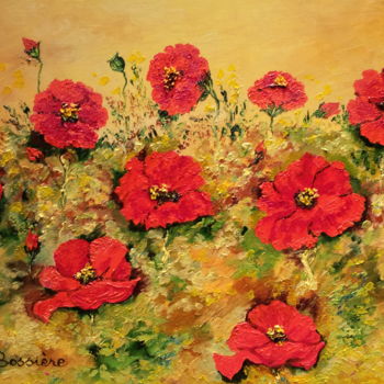 Pintura intitulada "coquelicots-nouveau…" por Cécile Labossière, Obras de arte originais