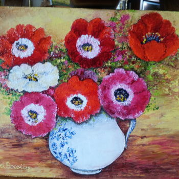 Peinture intitulée "le-bouquet-d-anemon…" par Cécile Labossière, Œuvre d'art originale