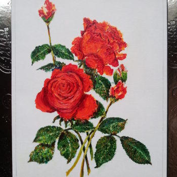 Peinture intitulée "119.jpg - Les roses…" par Cécile Labossière, Œuvre d'art originale, Huile