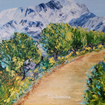 Painting titled "la-montagne-ste-vic…" by Cécile Labossière, Original Artwork, Oil