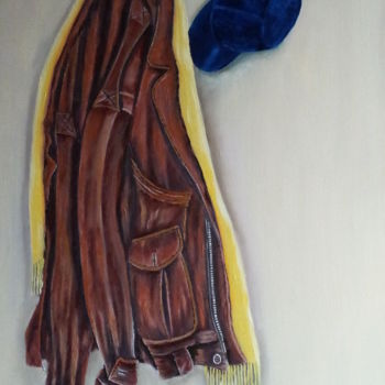 Painting titled "Le-blouson-de-cuir-…" by Cécile Labossière, Original Artwork