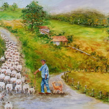 Peinture intitulée "pays-basque-le-berg…" par Cécile Labossière, Œuvre d'art originale, Huile