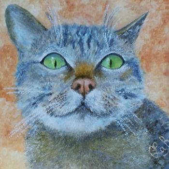 Peinture intitulée "Le-chat-pussy" par Cécile Labossière, Œuvre d'art originale, Huile
