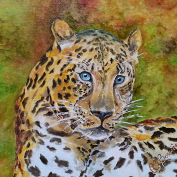 Картина под названием "Le-Leopard" - Cécile Labossière, Подлинное произведение искусства, Масло