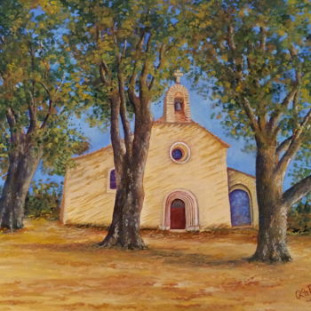 Schilderij getiteld "chapelle-de-l-abbay…" door Cécile Labossière, Origineel Kunstwerk, Olie