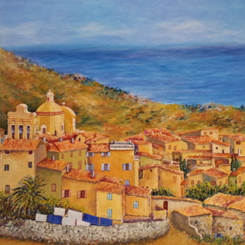 Peinture intitulée "Pigna-village-corse…" par Cécile Labossière, Œuvre d'art originale